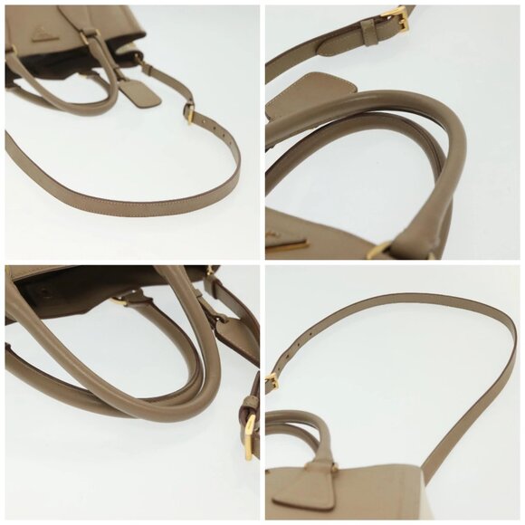 PRADA Hand Bag Safiano Leather 2way Beige Gold Auth - Picture 14 of 15